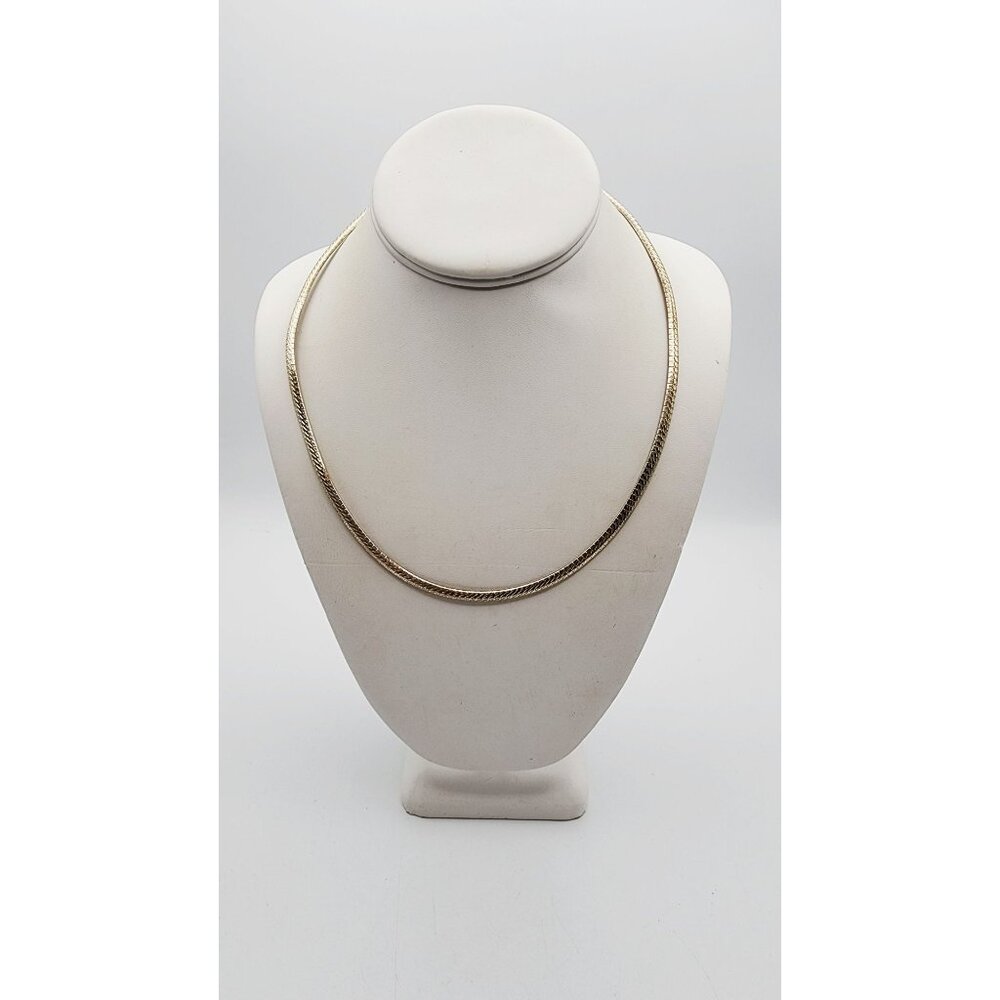 Vintage Herringbone silver tone necklace 20"